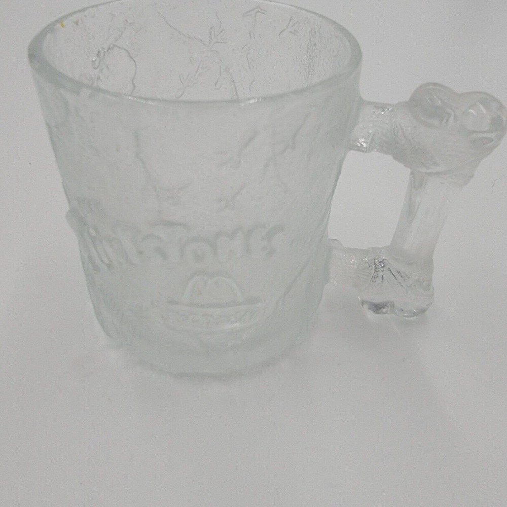 Vintage 90's Clear Roc Donald's Flintstones Mug, 3.5" Tall
